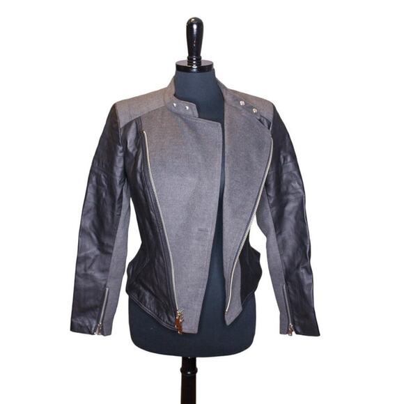 G.I.L.I. Leather Moto Jacket Black Gray Size 2 - Picture 4 of 6